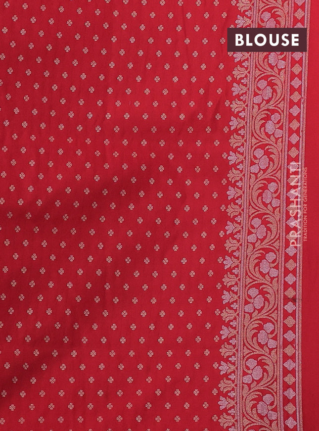 Banarasi semi katan silk saree red with allover silver & zari weaves and zari woven border