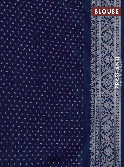 Banarasi semi katan silk saree navy blue with allover jamdhani weaves and zari woven border