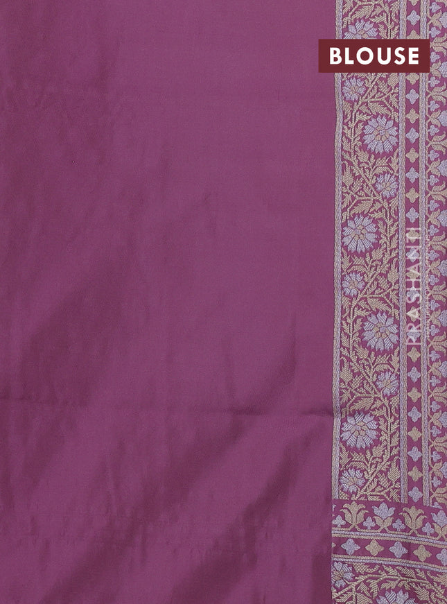 Banarasi semi katan silk saree pastel purple with allover jamdhani weaves and zari woven border