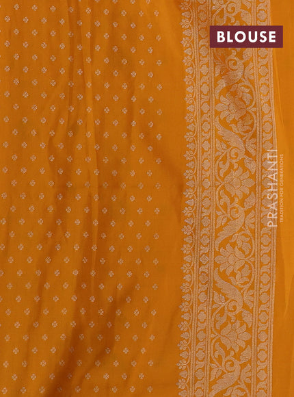 Banarasi semi katan silk saree mustard yellow with allover jamdhani weaves and zari woven border