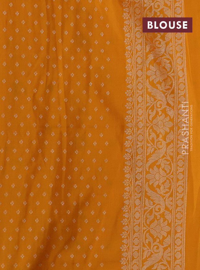 Banarasi semi katan silk saree mustard yellow with allover jamdhani weaves and zari woven border
