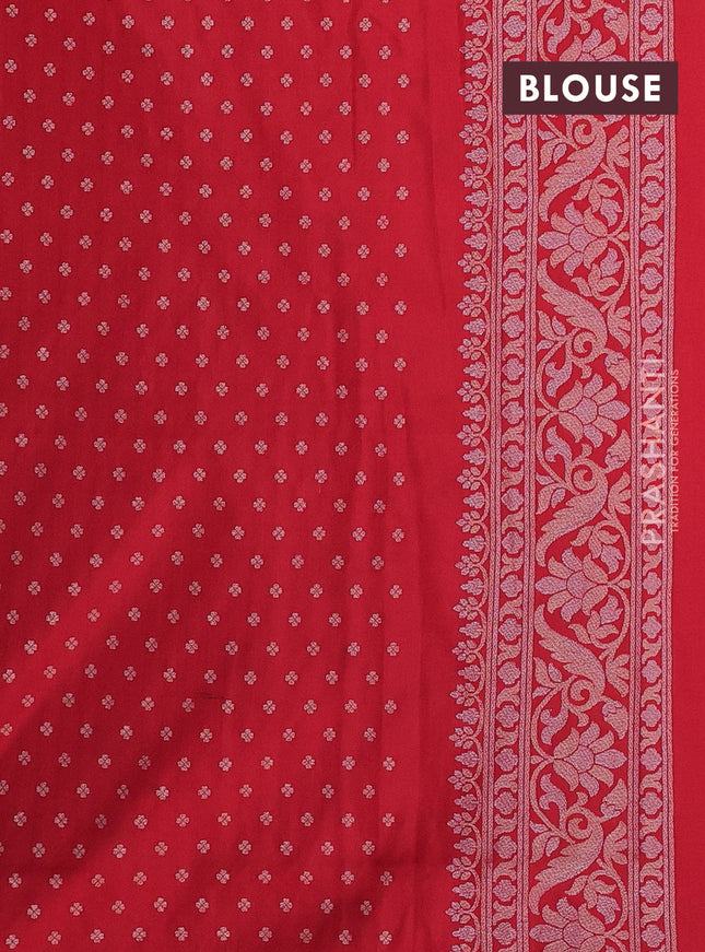 Banarasi semi katan silk saree red with allover jamdhani weaves and zari woven border
