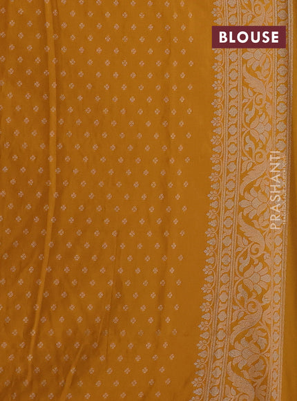 Banarasi semi katan silk saree mustard yellow with allover jamdhani weaves and zari woven border