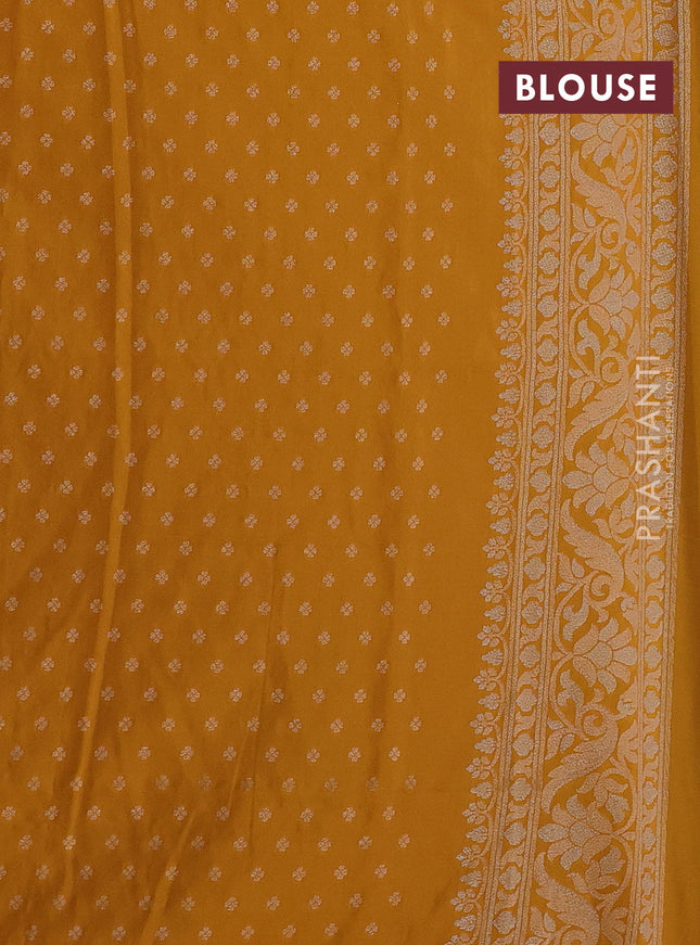 Banarasi semi katan silk saree mustard yellow with allover jamdhani weaves and zari woven border