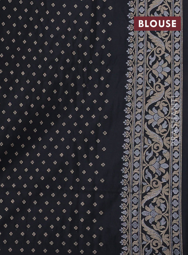 Banarasi semi katan silk saree black with allover jamdhani weaves and zari woven border