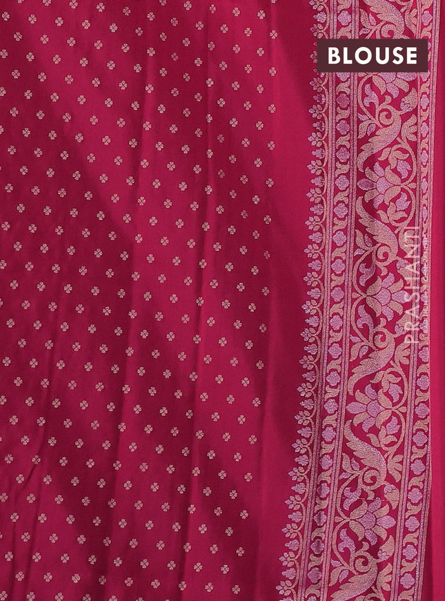 Banarasi semi katan silk saree pink with allover jamdhani weaves and zari woven border