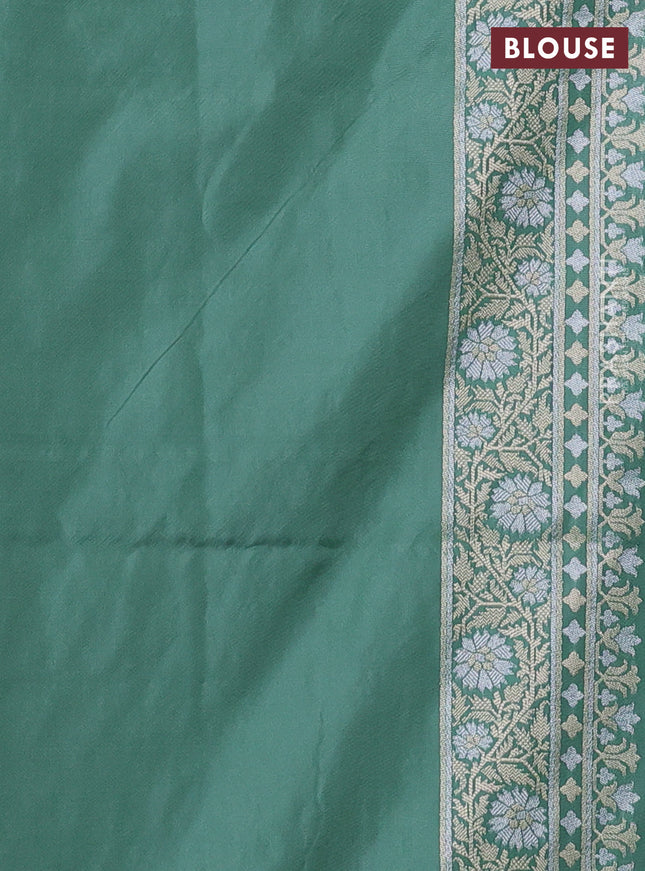 Banarasi semi katan silk saree pastel green with allover jamdhani weaves and zari woven border