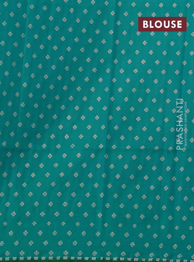 Banarasi semi katan silk saree teal green with allover jamdhani weaves and zari woven border