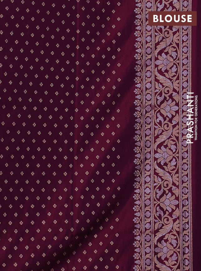 Banarasi semi katan silk saree purple with allover jamdhani weaves and zari woven border