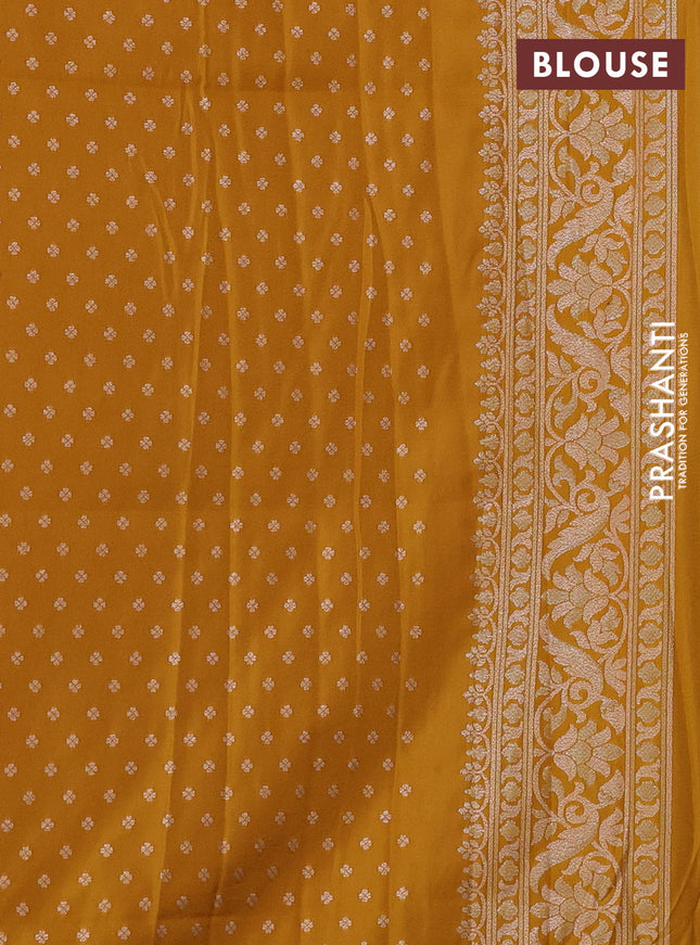 Banarasi semi katan silk saree mustard yellow with allover jamdhani weaves and zari woven border