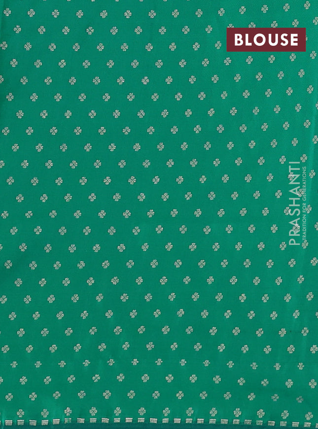 Banarasi semi katan silk saree green with allover jamdhani weaves and zari woven border