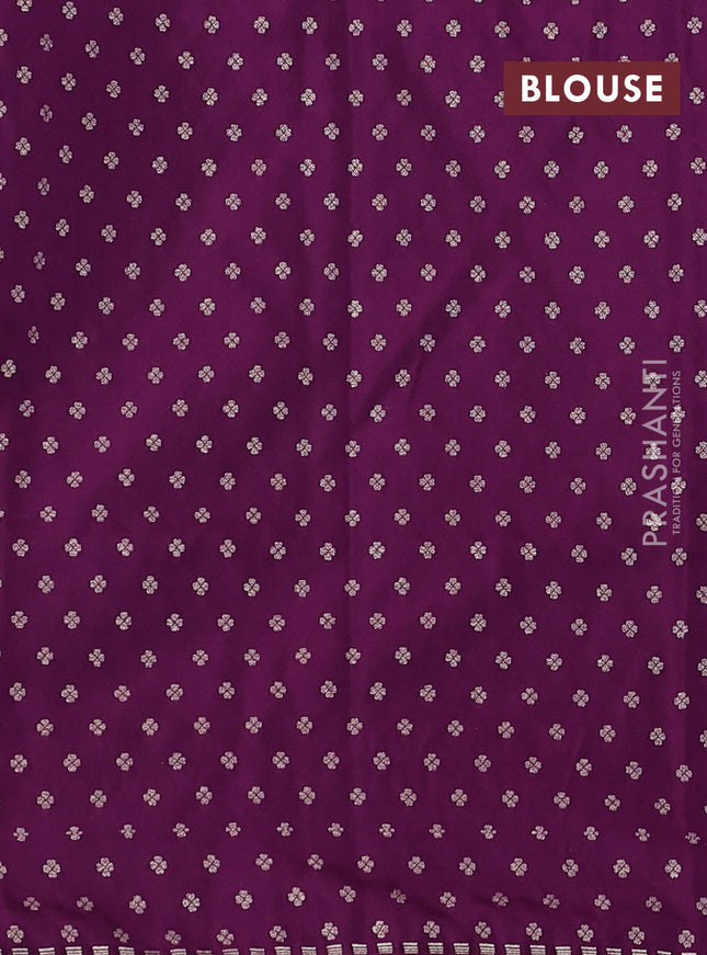 Banarasi semi katan silk saree purple with allover jamdhani weaves and zari woven border