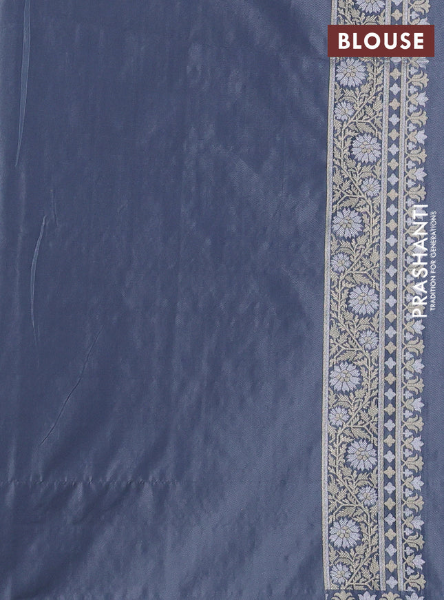 Banarasi semi katan silk saree grey with allover jamdhani weaves and zari woven border