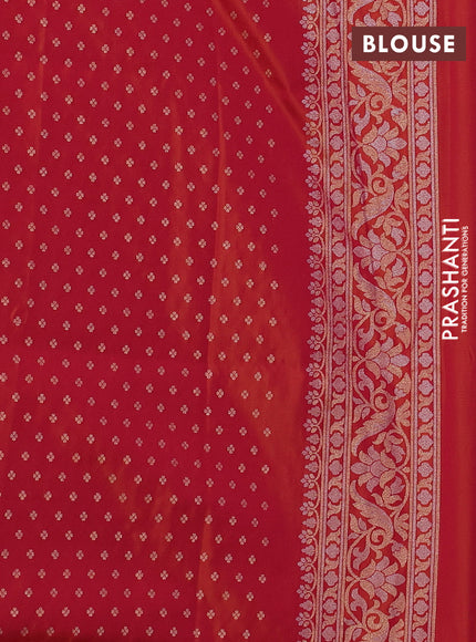 Banarasi semi katan silk saree dual shade of red with allover jamdhani weaves and zari woven border