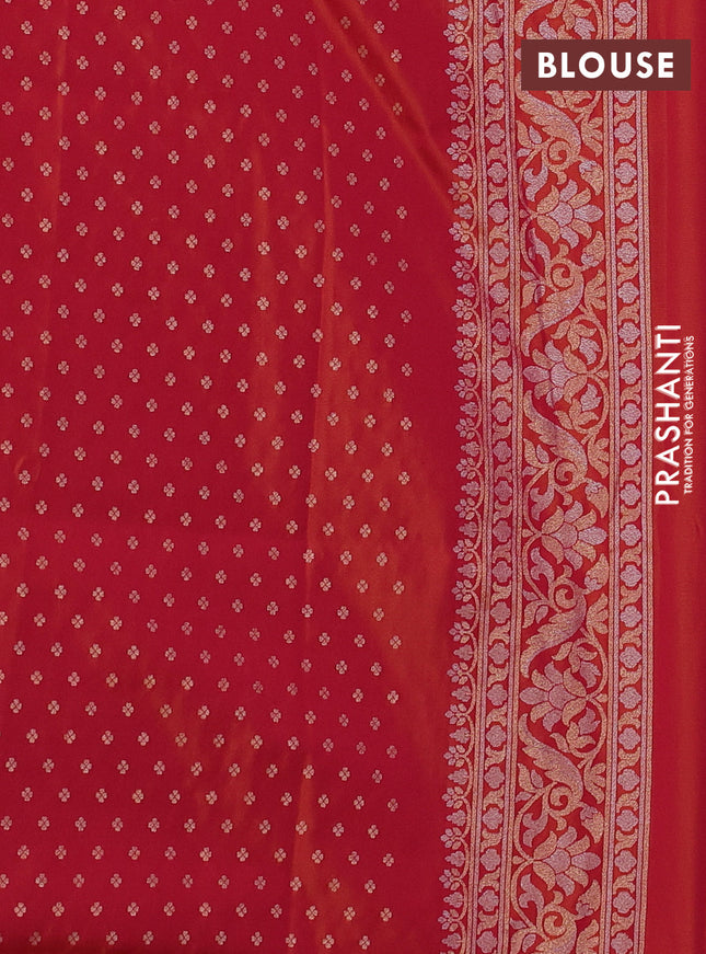 Banarasi semi katan silk saree dual shade of red with allover jamdhani weaves and zari woven border