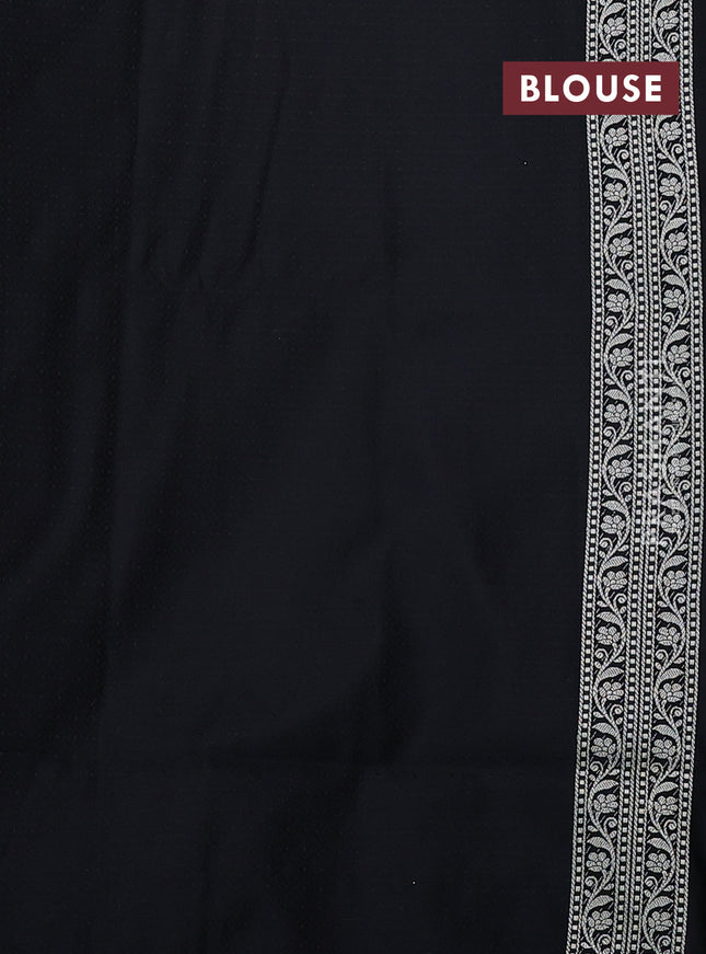 Banarasi semi katan silk saree black with alover zari weaves and zari woven border