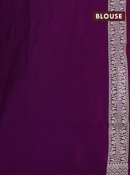 Banarasi semi katan silk saree purple with alover zari weaves and zari woven border