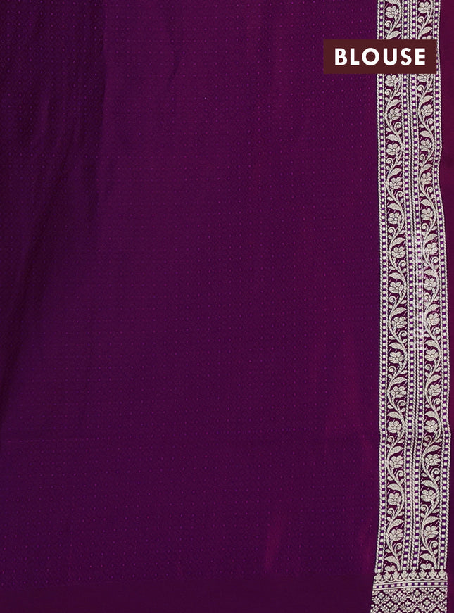 Banarasi semi katan silk saree purple with alover zari weaves and zari woven border