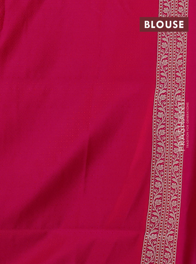 Banarasi semi katan silk saree dark pink with alover zari weaves and zari woven border