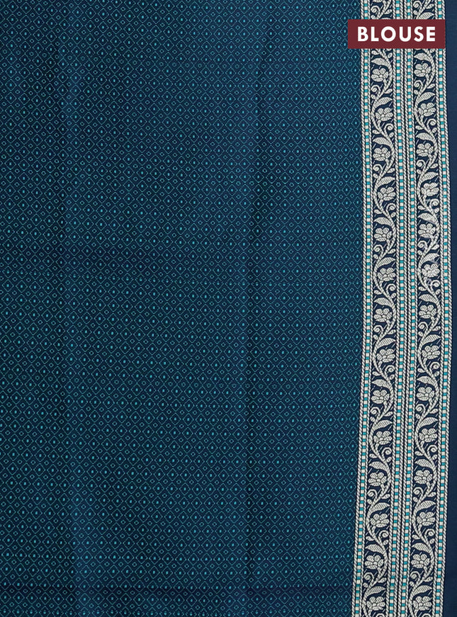 Banarasi semi katan silk saree dual shade of bluish green with alover zari weaves and zari woven border