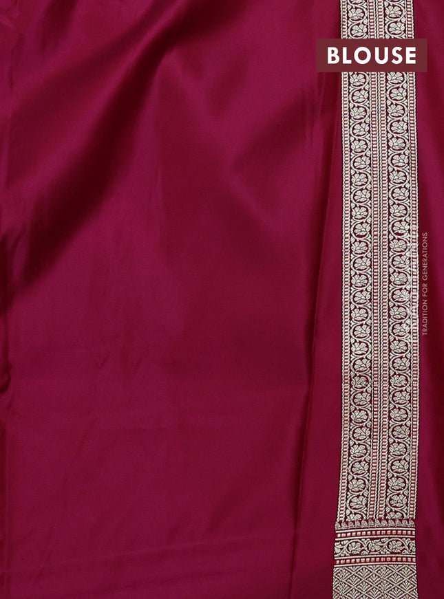 Banarasi semi katan silk saree deep purple with allover self emboss & zari buttas and zari woven border