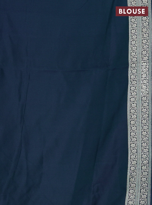 Banarasi semi katan silk saree dual shade of violet and teal green with allover self emboss & zari buttas and zari woven border