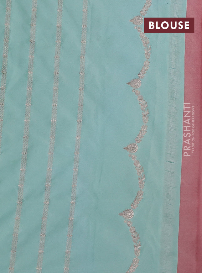 Banarasi semi katan silk saree teal green with allover zari woven buttas and zai woven border
