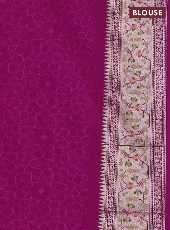 Banarasi semi katan silk saree purple with allover thread & zari jamdhani weaves and zari woven border