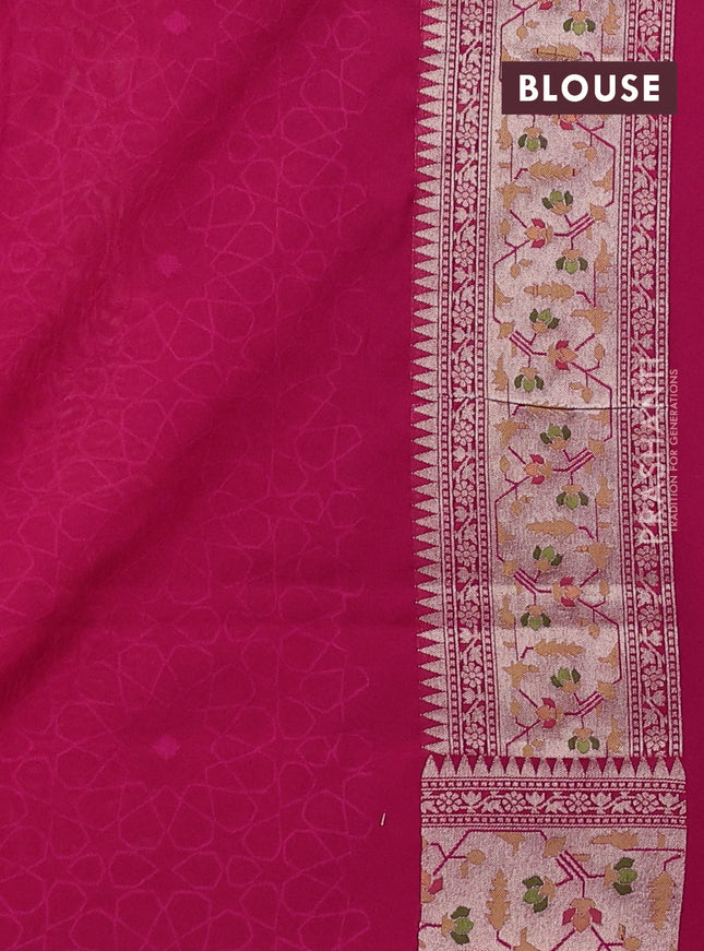 Banarasi semi katan silk saree pink with allover thread & zari jamdhani weaves and zari woven border
