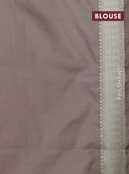 Banarasi semi katan silk saree grey with allover zari weaves and zari woven border