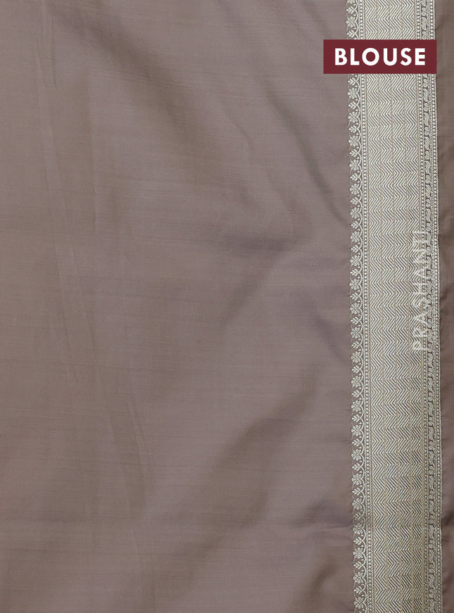 Banarasi semi katan silk saree grey with allover zari weaves and zari woven border