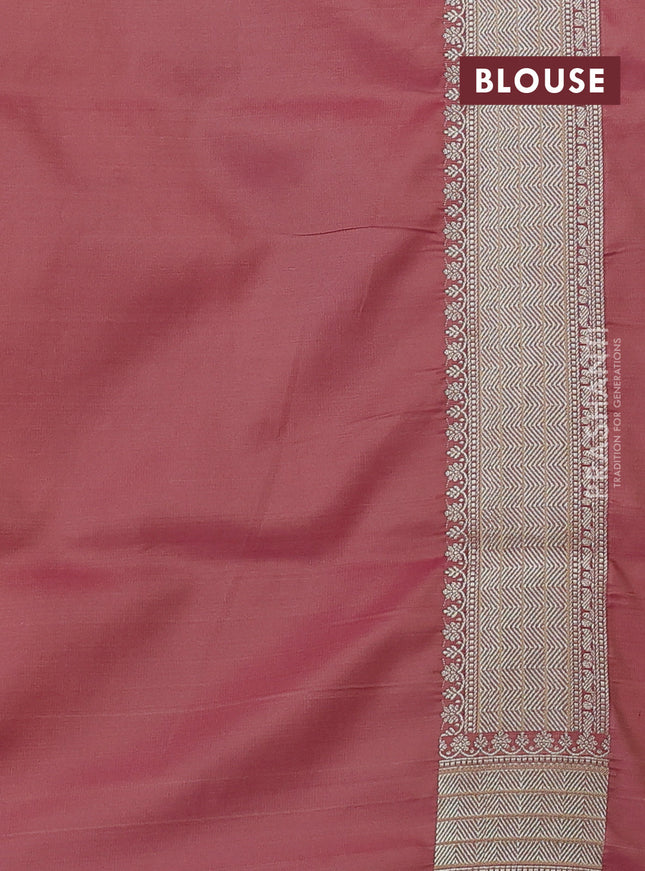 Banarasi semi katan silk saree mauve pink with allover thread & zari woven buttas and zari woven border