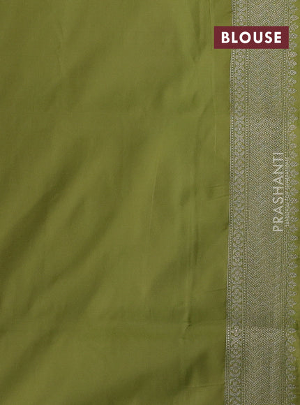 Banarasi semi katan silk saree pista green with allover thread & zari woven buttas and zari woven border