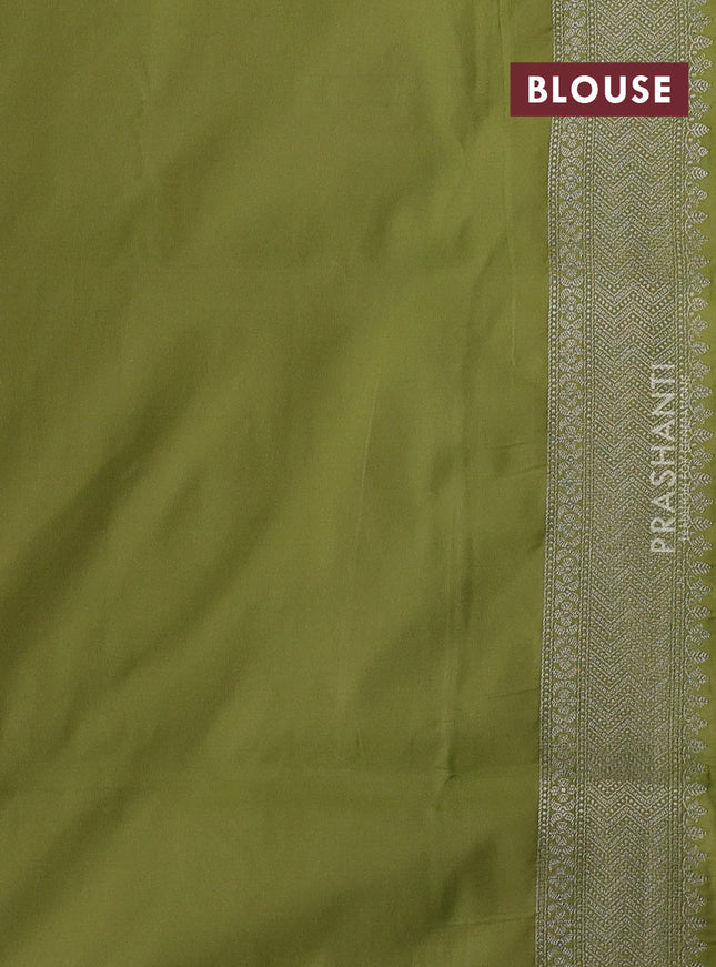 Banarasi semi katan silk saree pista green with allover thread & zari woven buttas and zari woven border