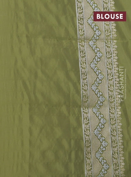 Banarasi semi katan silk saree pastel green with allover zari weaves and zari woven butta border