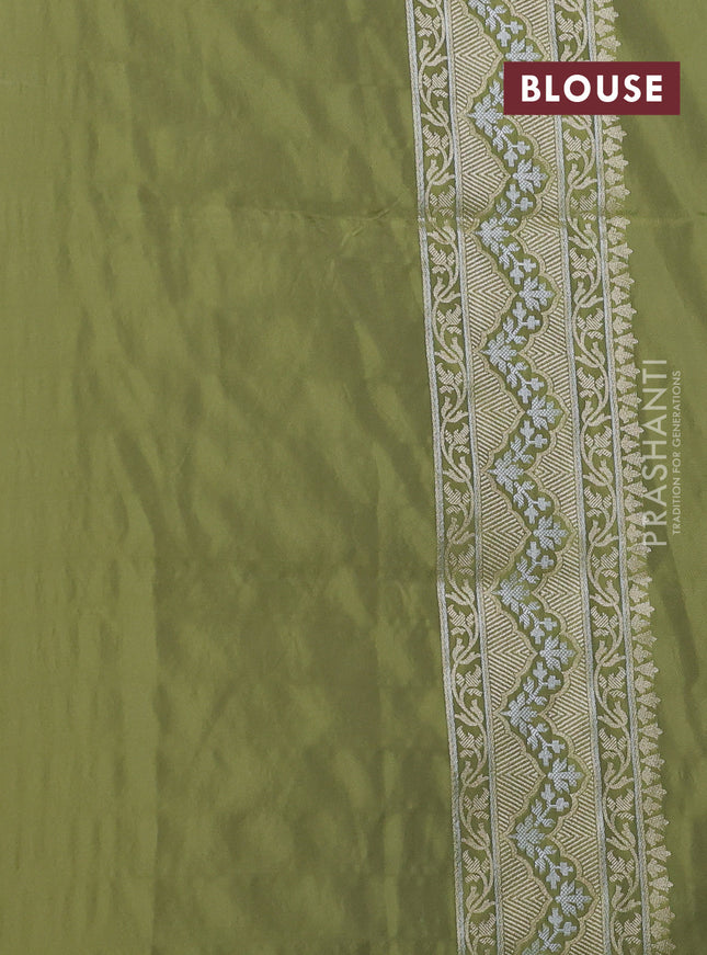 Banarasi semi katan silk saree pastel green with allover zari weaves and zari woven butta border