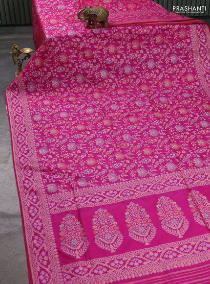 Banarasi semi katan silk saree purple with allover thread & zari weaves and zari woven border