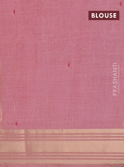 Jamdhani cotton saree peach pink with thread woven buttas & embroidery work and embroidery jamdhani pallu