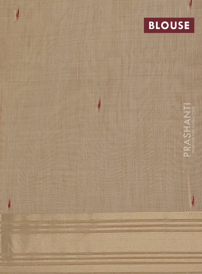 Jamdhani cotton saree sandal with thread woven buttas & embroidery work and embroidery jamdhani pallu