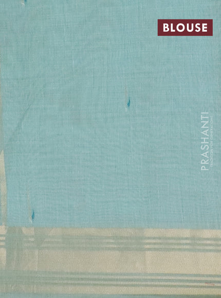 Jamdhani cotton saree teal shade with thread woven buttas & embroidery work and embroidery jamdhani pallu