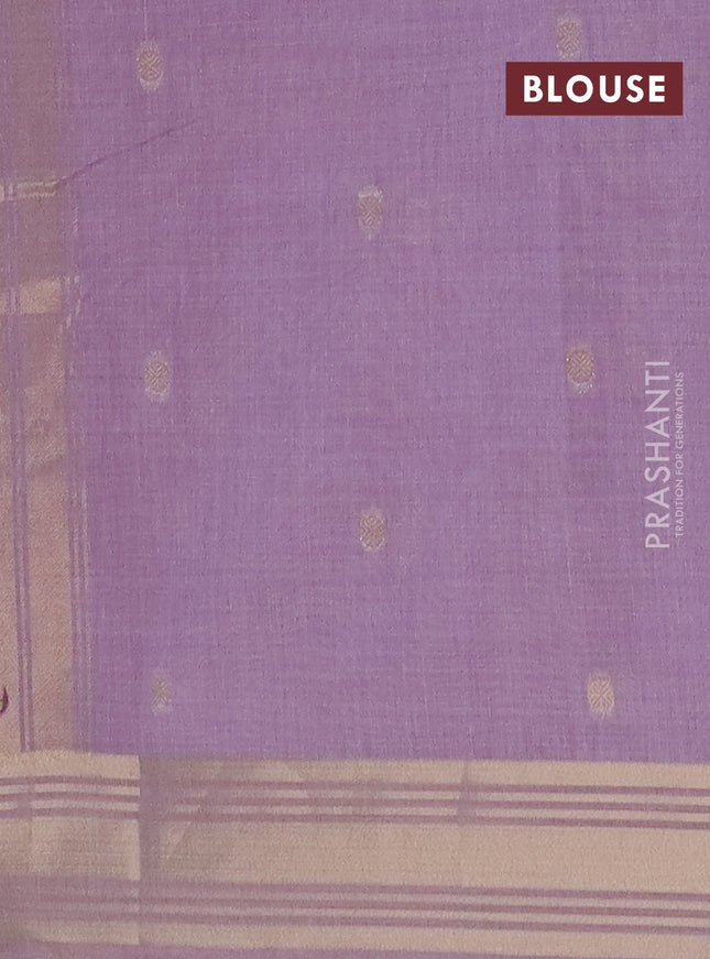 Jamdhani cotton saree lavender with thread woven buttas & embroidery work and embroidery jamdhani pallu