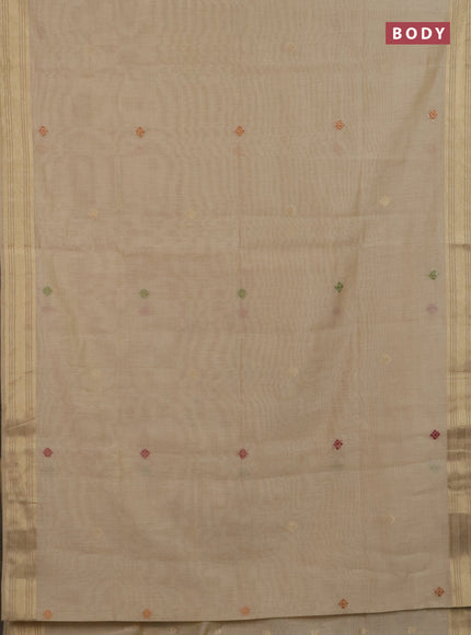 Jamdhani cotton saree sandal with thread woven buttas & embroidery work and embroidery jamdhani pallu