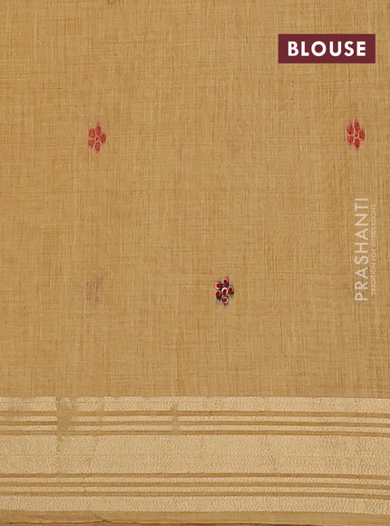 Jamdhani cotton saree sandal with thread woven buttas & embroidery work and embroidery jamdhani pallu