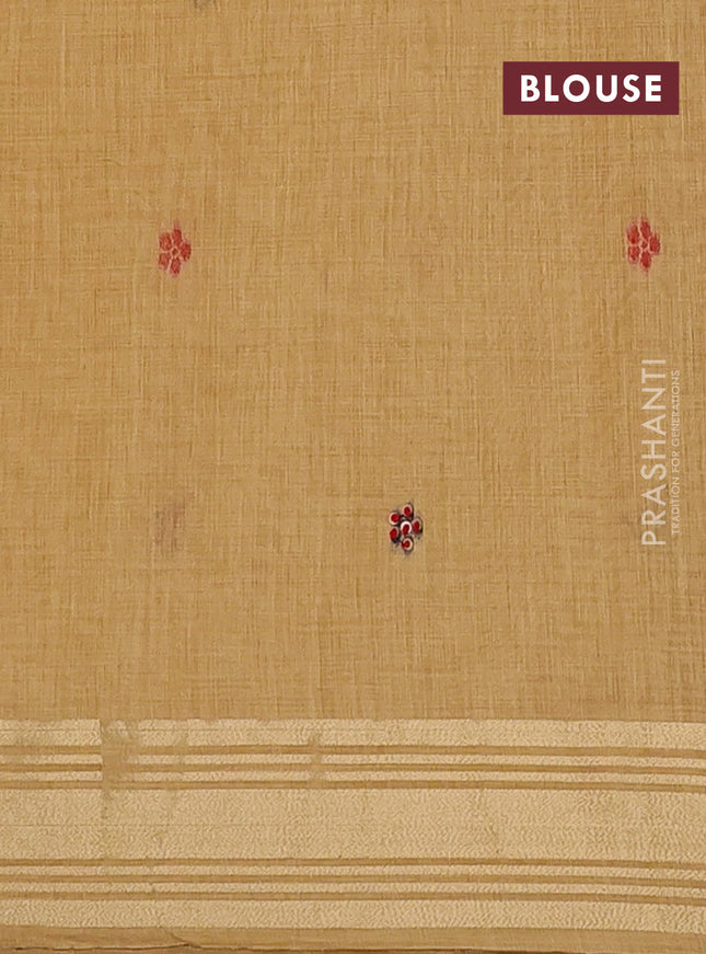 Jamdhani cotton saree sandal with thread woven buttas & embroidery work and embroidery jamdhani pallu