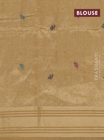 Jamdhani cotton saree sandal with thread woven buttas & embroidery work and embroidery jamdhani pallu