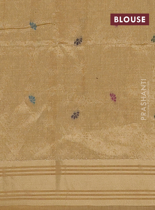 Jamdhani cotton saree sandal with thread woven buttas & embroidery work and embroidery jamdhani pallu