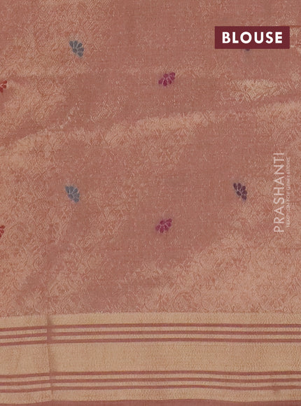 Jamdhani cotton saree peach shade with thread woven buttas & embroidery work and embroidery jamdhani pallu