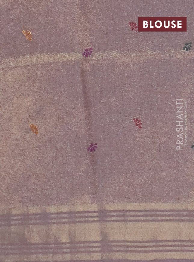 Jamdhani cotton saree lavender with thread woven buttas & embroidery work and embroidery jamdhani pallu