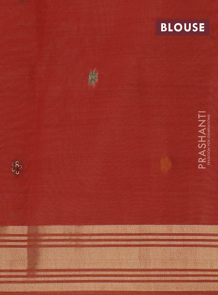 Jamdhani cotton saree sandal and orange with thread woven buttas & embroidery work and embroidery jamdhani pallu