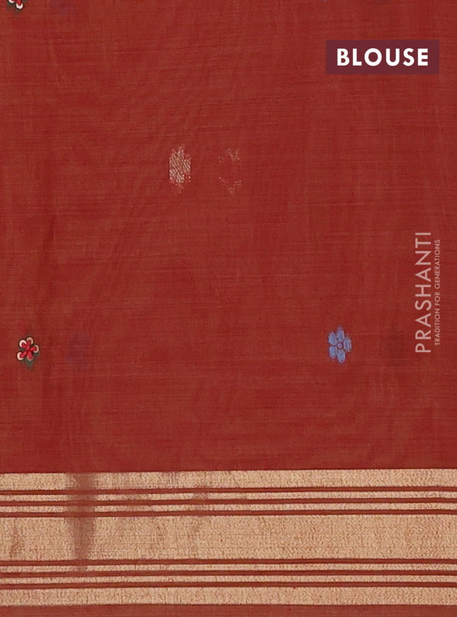 Jamdhani cotton saree pale yellow with thread woven buttas & embroidery work and embroidery jamdhani pallu
